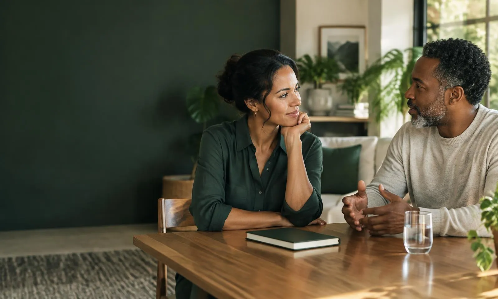 Two people discussing their health at home