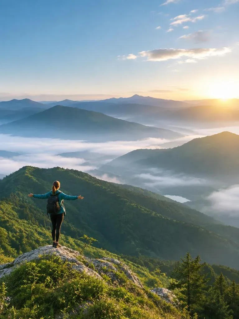 Person enjoying fresh air after stopping smoking