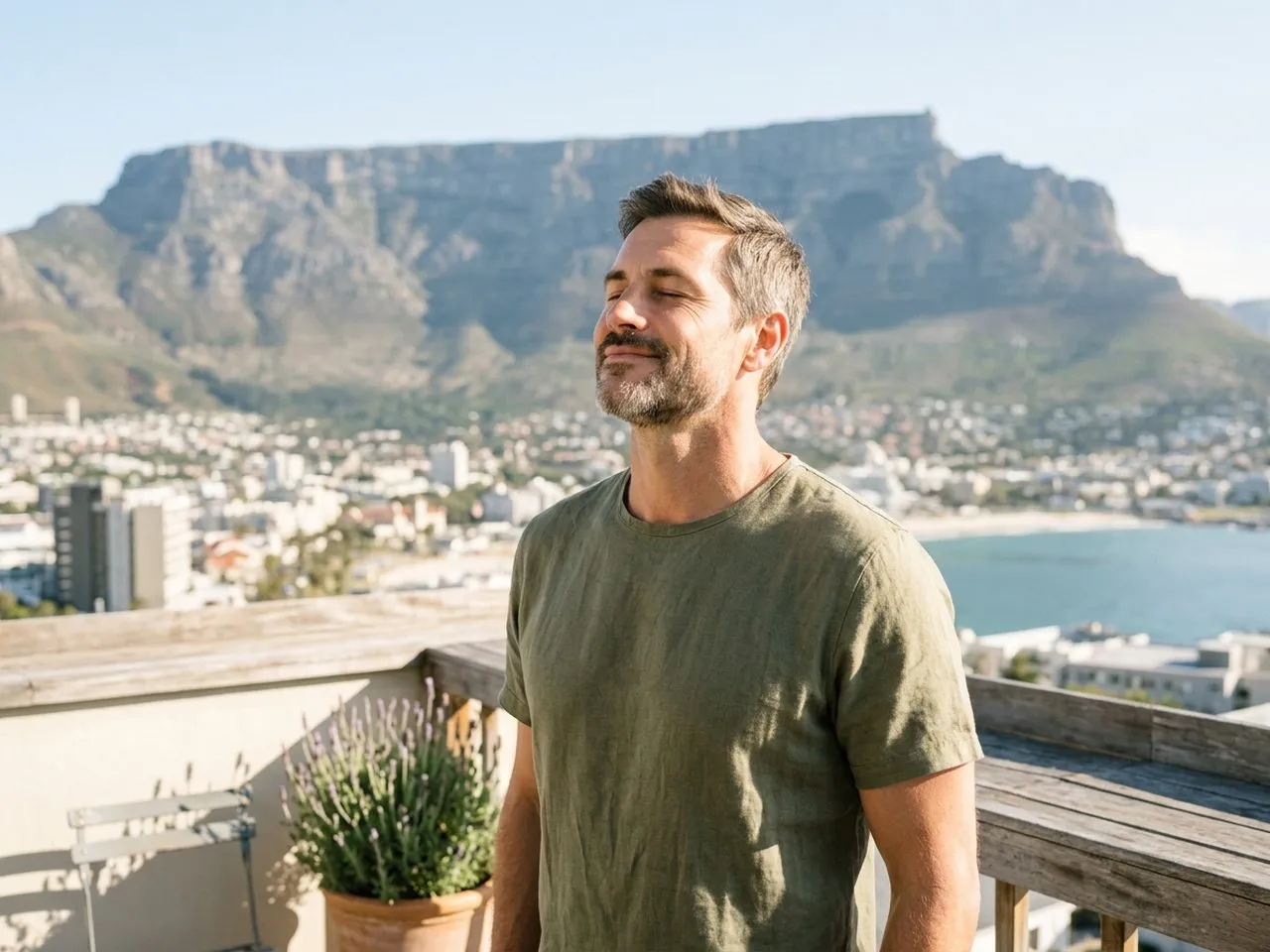Person enjoying fresh air after stopping smoking